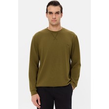 D'S Damat Ds Damat Regular Fit Haki Düz Sweatshirt