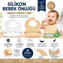 Jojobebek Bebek Silikon Mama Önlüğü, Çocuk Silikon Mama Önlüğü - 2 Adet (Krem - Bej)