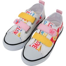 Dogo Unisex Çocuk Vegan Cırt Cırtlı Beyaz Sneakers - Warner Bros Looney Tunes Love Tweety Tasarım