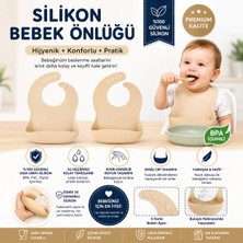 Jojobebek Çocuk Silikon Mama Önlüğü, Silikon Ayarlanabilir Önlük- 2 Adet (Krem Rengi)