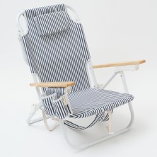 Sunnylife | Çizgili Katlanabilir Plaj Sandalyesi, Ayarlanabilir Baş Yastığı, Termal Cep
