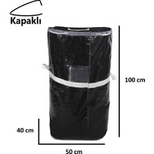 Jokey Ambalaj Iş-Ev Branda Taşıma Çuvalı 50X40+100CM Kapaklı, Ipli ve Cepli 170GR.TEKSTIL Çuvalı- (Siyah)