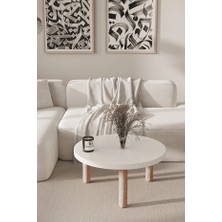 Bamosa Nordic Calm 70CM Çap Yuvarlak Beyaz Bohem Orta Sehpa