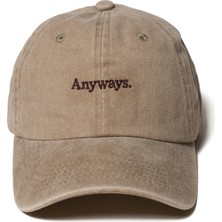 Nome Studio Nakışlı Bej Şapka Anyways Minimal Streetwear ve Kahve Yazı Nakışlı Pamuklu Şapka