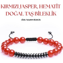 Sırlı Taş Kırmızı Akik, Hematit Doğal Taş Bileklik, Unisex Bileklik, Tasarım Bileklik Ipli Ayarlanabilir