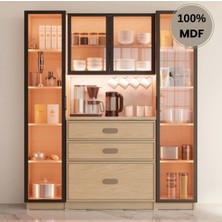Comiet Karanfil  Mdf Kahve Köşesi Dolabı Çekmeceli Işıklı
