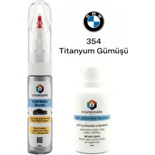 COLORGUARD BMW 354 Titanyum Gümüşü İğneli & Fırçalı Şişe Rötuş Boyası ve Yüzey Temizleme Solüsyonu Seti