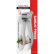 Happy Kitchen Paslanmaz Çelik Sarımsak Ezici Pres | Ergonomik Saplı Güçlü Sarımsak Ezme Aleti | Dayanıklı Metal Gövde | Mutfak Için Pratik Sarımsak Öğütücü
