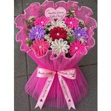 Mutkin 💗 Incili Fuşya Buket Sarma Tülü – 27 cm x 3,5 Metre