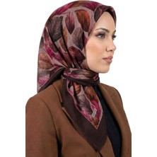 Hadiora Kadın Vizon Kahve Tüy Desenli Flamlı Soft Ipek Eşarp