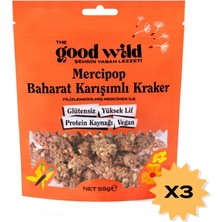 The Good Wild Mercipop Baharat Karışımlı Kraker 3'lü Paket | Glutensiz Atıştırmalık | Ilave Şekersiz | 3 x 55 gr