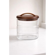 FBA Home Decor Cam Saklama Kavanozu 600 ml – Ahşap Kapaklı Şeffaf Mutfak Kavanozu