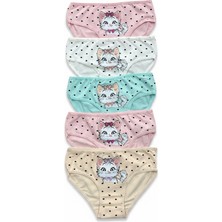 Nicoletta Kız Çocuk Külot 5 Li Paket Pamuklu Likralı Kedi Baskılı
