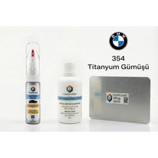 COLORGUARD BMW 354 Titanyum Gümüşü Rötuş Seti - 2 si 1 Arada İğne ve Fırça Uçlu Şişe, Solüsyon ve Rötuş Çeliği