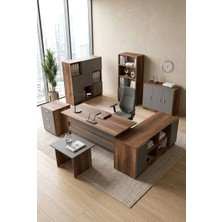 Yurudesign Vario ABCDEFG2 Ofis Masa Makam Takımı Barok-Antrasit 140 cm Ahşap Malzeme ile Modern Tasarım
