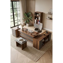 Yurudesign Vario ABCDF Barok-Antrasit Ofis Masa Takımı Ahşap 140 cm Genişlik Modern Tasarım