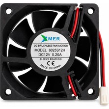 60X60X25MM 12V  0.20A 2p Xmer 6cm Fan 2 Uçlu