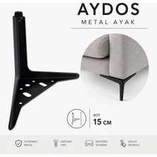 Badem10 Aydos Metal Ayak 15 cm Mat Siyah Mobilya Ayağı Dayanıklı Modern Dekoratif Tasarım Kolay Montaj