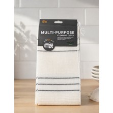 Vichy Vıchy 5’li Mikrofiber Temizlik Bezi Çok Amaçlı Mutfak Bezi Gri Çizgili  VCHY-6998