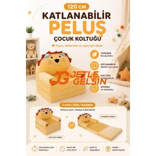 Hak-İş Oyuncak Sevimli Aslan 120 cm Katlanabilir Peluş Çocuk Koltuğu (Sarı)