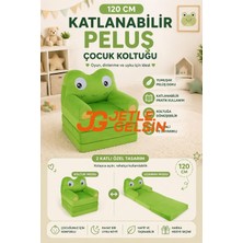 Hak-İş Oyuncak Sevimli Kurbağa 120 cm Katlanabilir Peluş Çocuk Koltuğu (Yeşil)