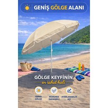 Hak-İş Oyuncak Bej 200 cm Ayarlanabilir Fon Model Plaj Şemsiyesi