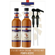 Simonelli Kahve ve Kokteyl Seti Irish Cream ve Toffee Nut Aromalı Şurup 700 ml Pompalı