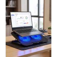 Rivera Tech Rvrthc Notebook Soğutucu Fanlı Stand USB Portlu 8 Kademe Laptop Sehpası