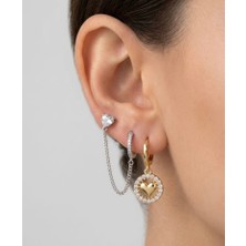 Lume Store Lyra Altın Renk Taşlı 3'lü Küpe Set