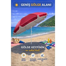 Hak-İş Oyuncak Bordo-Bej 200 cm Ayarlanabilir Fon Model Plaj Şemsiyesi