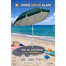 Hak-İş Oyuncak Yeşil-Bej 200 cm Ayarlanabilir Fon Model Plaj Şemsiyesi