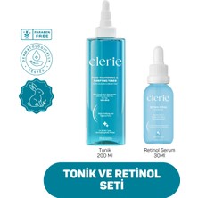 Clerie İkili Cilt Bakım Seti -  Retinol Bakuchiol Serum ve Yağ & Sebum Dengeleyici Gözenek Temizleyici Tonik
