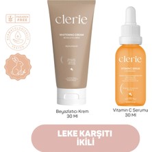 Clerie C Vitamini Serum & Cilt Beyazlatıcı Krem Ikili Set – Leke Karşıtı, Antioksidan Destekli, Aydınlatıcı, Cilt Tonu Eşitleyici ve Parlaklık Veren Cilt Bakım Rutini