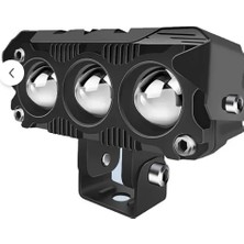  2 Adet Metal Motosiklet 3 LED Lazer Sis Farı Kasa Baykuş Model Delici Beyaz Sarı Çift Renk 12-80 V