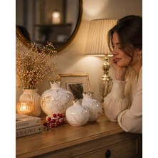 Decorandmore "dekoratif Aksesuar  3'lü Şah Küp Gold Mermer Deseni Kırık Beyaz