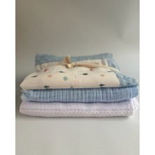 Petite Étoile Organik 3’lü  Set Müslin Örtü ve Pike Seti | %100 Pamuk, Oeko-Tex® Sertifikalı