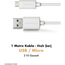 Duracell Micro USB Şarj Kablosu Beyaz USB5013W