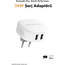 Duracell 24W Telefon / Tablet Şarj Başlığı 2xusb 2X5V/2.4A - Beyaz