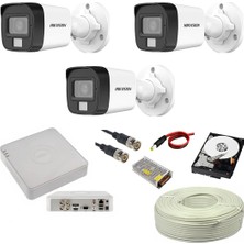 Hikvision 3 Kamerali Gece Renkli 4 Kanal 500GB HDD