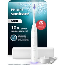 Philips Sonicare 6100 Şarjlı Diş Fırçası, 21 Gün Şarj, 10 Kat Plak Temizliği, Işıklı Basınç Sensörü, Ektra Nazik, 6 Mod, Seyahat Kabı, Beyaz, HX7400/06
