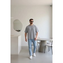 EYDAMOON Erkek Oversize Modal Kumas Solmayan Canlı Renk Ipeksi Dokulu T-Shirt
