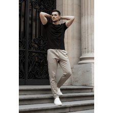 EYDAMOON Man Regular/rahat Kesim Yan Kıl Biyeli Geniş Paça Eşofman Altı