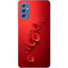 Le Balvo Samsung Galaxy M52 Uyumlu Kırmızı Kardelenler Baskılı Silikon Kılıf