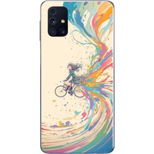 Le Balvo Samsung Galaxy M31S Uyumlu Rengarenk Bisikletli Kız Baskılı Silikon Kılıf