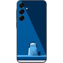Le Balvo Samsung Galaxy A55 Uyumlu Kulaklı Kedi Baskılı Silikon Kılıf