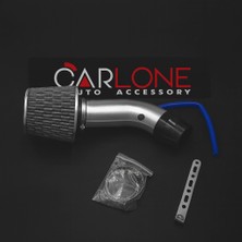 Carlone Gümüş Renk Krom Borulu ve Gri Spor Açık Hava Filtre Seti -Boru Çapı 7,6cm-Uzunluk 23CM