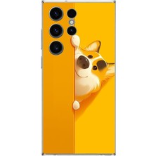Le Balvo Samsung Galaxy S23 Ultra Uyumlu Sarı Köpek Baskılı Silikon Kılıf
