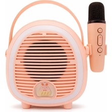 Pazard Crownwell Çocuklar Için Taşınabilir Karaoke Hoparlör ve Mikrofon Seti -Ahşap Tripodlu - Bluetoothlu