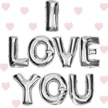 Almira Butik Mey Ithalat® I Love You Folyo Balon Gümüş Renk 35 cm