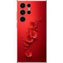 Le Balvo Samsung Galaxy S23 Ultra Uyumlu Kırmızı Kardelenler Baskılı Silikon Kılıf